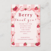 Berry First Birthday Photo Bow Thank You Card (正面)