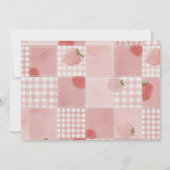 Berry First Birthday Pink Bow Cute Photo 招待状 (裏面)