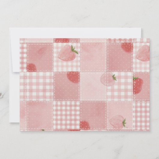 Berry First Birthday Pink Bow Cute Photo 招待状 (裏面)