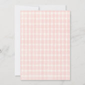 Berry First Birthday Pink Red Bow Strawberry 招待状 (裏面)