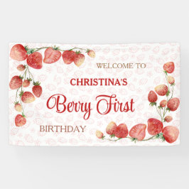Berry first birthday pink strawberry cute girl  横断幕