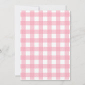 Berry first birthday pink strawberry gingham sweet サンキューカード (裏面)