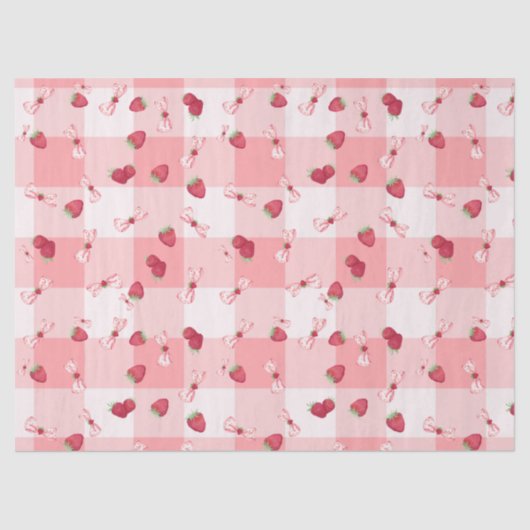 Berry First Birthday Red Gingham Bows 薄葉紙 (正面)