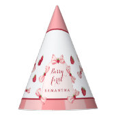 Berry First Birthday Red Gingham Bows Party Hat パーティーハット (正面)