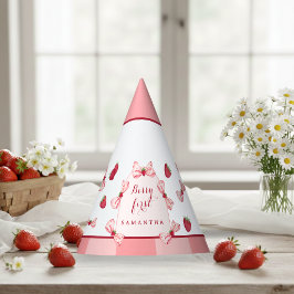 Berry First Birthday Red Gingham Bows Party Hat パーティーハット