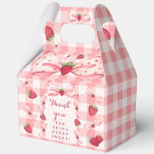 Berry First Birthday Red Gingham Bows Square フェイバーボックス (正面)