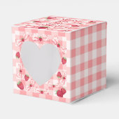 Berry First Birthday Red Gingham Bows Square フェイバーボックス (正面サイド)