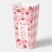 Berry First Birthday Red Gingham Bows Square フェイバーボックス (正面)