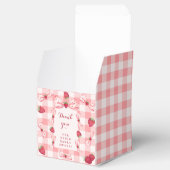 Berry First Birthday Red Gingham Bows Square フェイバーボックス (オープン)