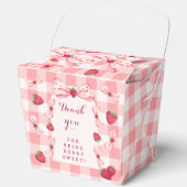 Berry First Birthday Red Gingham Bows Square フェイバーボックス (正面)