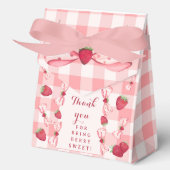 Berry First Birthday Red Gingham Bows Square フェイバーボックス (正面)