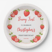 Berry First Birthday | Strawberry 1st Birthday  ペーパープレート (正面)