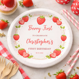 Berry First Birthday | Strawberry 1st Birthday  ペーパープレート