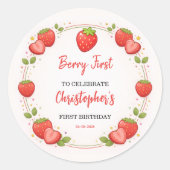 Berry First Birthday | Strawberry 1st Birthday  ラウンドシール (正面)