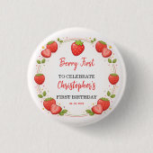 Berry First Birthday | Strawberry 1st Birthday  缶バッジ (正面)