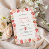 Berry First Birthday Strawberry Bow 1st Birthday 招待状