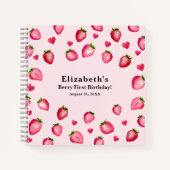 Berry First Birthday Strawberry Custom Guest Book ノートブック (正面)