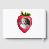 Berry First Birthday Strawberry Custom Photo ゲストブック (裏面)