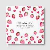 Berry First Birthday Strawberry Custom Photo ゲストブック (正面)