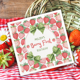 Berry First Birthday Strawberry Party  スタンダードカクテルナプキン