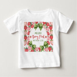 Berry First Birthday Strawberry Party ベビーTシャツ