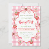 Berry First Birthday Strawberry photo 招待状 (正面)