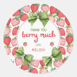 Berry First Birthday Strawberry Thank You ラウンドシール