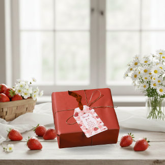 Berry First Birthday Thank You Favor Tags Red Bows フェイバータグ