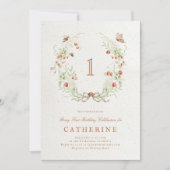 Berry First Birthday Wreath Garden Party 招待状 (正面)