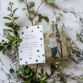 'Berry First' Blueberry 1st誕生日パーティー サンキューカード