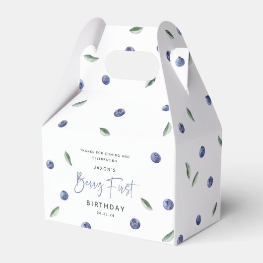 'Berry First' Blueberry 1st誕生日パーティー フェイバーボックス (正面サイド)