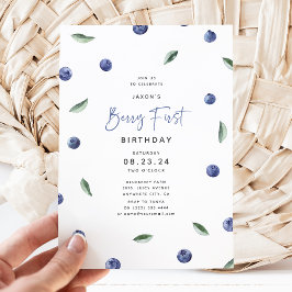 'Berry First' Blueberry 1st誕生日パーティー 招待状