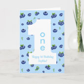 Berry First Blueberry Happy Birthday Card カード (正面)