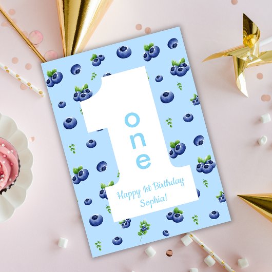 Berry First Blueberry Happy Birthday Card カード