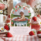Berry First Boho Chic Photo 1st Birthday Party 招待状