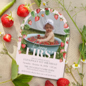 Berry First Boho Chic Photo 1st Birthday Party 招待状