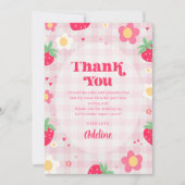 Berry First Cute 1st Birthday Strawberry サンキューカード (正面)