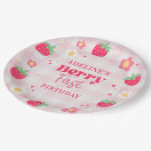 Berry First Cute 1st Birthday Strawberry ペーパープレート (アングル)