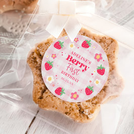 Berry First Cute 1st Birthday Strawberry ラウンドシール