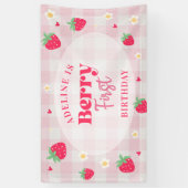 Berry First Cute 1st Birthday Strawberry 横断幕 (縦)