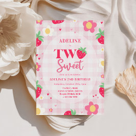 Berry First Cute 2nd Birthday Strawberry 招待状