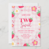 Berry First Cute 2nd Birthday Strawberry 招待状 (正面)