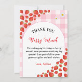 Berry first gingham birthday Thank You Card カード (正面)