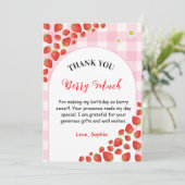 Berry first gingham birthday Thank You Card カード (スタンド正面)