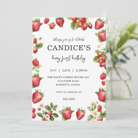 Berry First Invitation for Birthday Fruit Party  招待状 (スタンド正面)