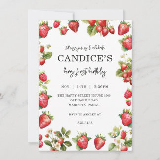 Berry First Invitation for Birthday Fruit Party  招待状