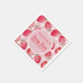 Berry First Red Strawberry Birthday スタンダードカクテルナプキン (角)