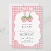 Berry First Strawberry 1st Birthday 招待状 (正面)
