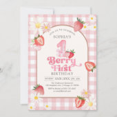 Berry First Strawberry 1st Birthday Invitation 招待状 (正面)