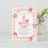 Berry First Strawberry 1st Birthday Invitation 招待状 (スタンド正面)